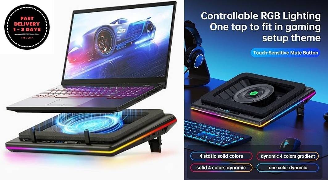 Almohadilla de enfriamiento para computadora portátil RGB enfriador. neuvo.2024.