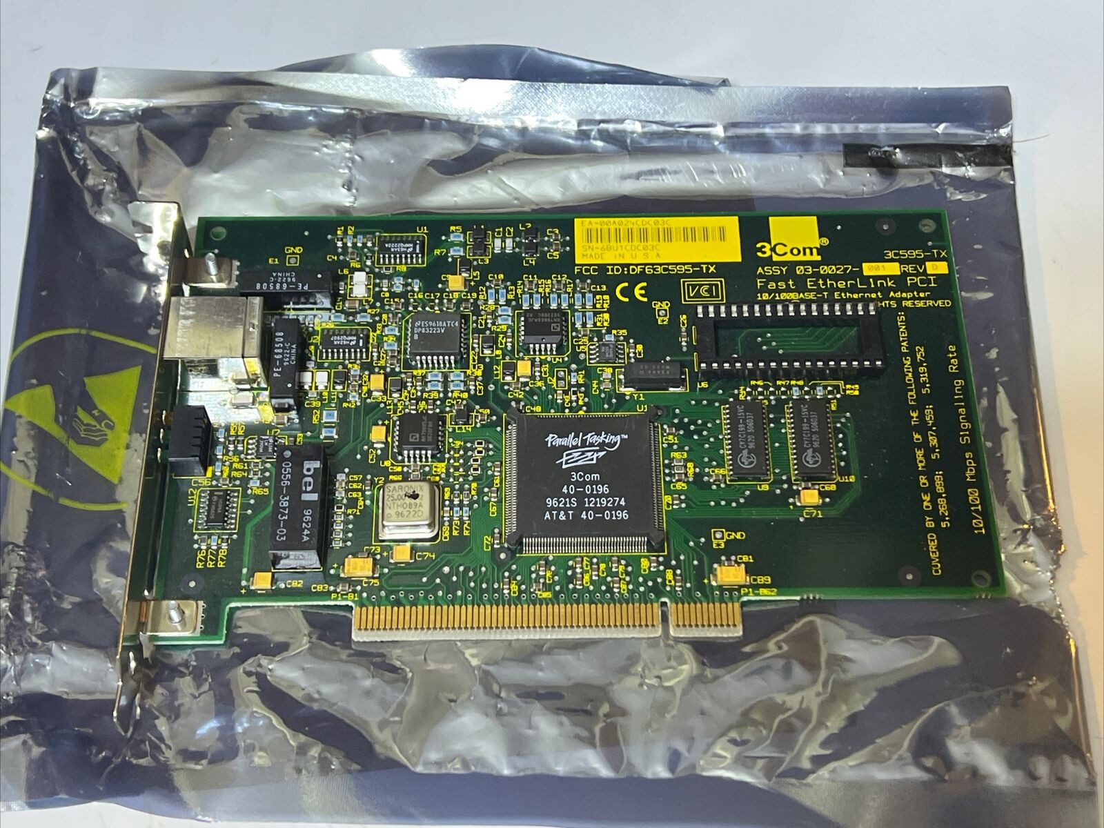3COM FAST ETHERLINK PCI 10/100 BASE-T ETHERNET ADAPTER 3C595-TX 03-0027-001