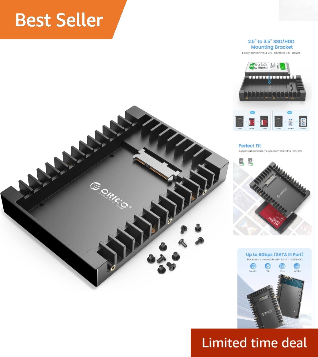 High-Speed 2.5 to 3.5 SSD Adapter with SATA III - Easy Installation & Secure Fit