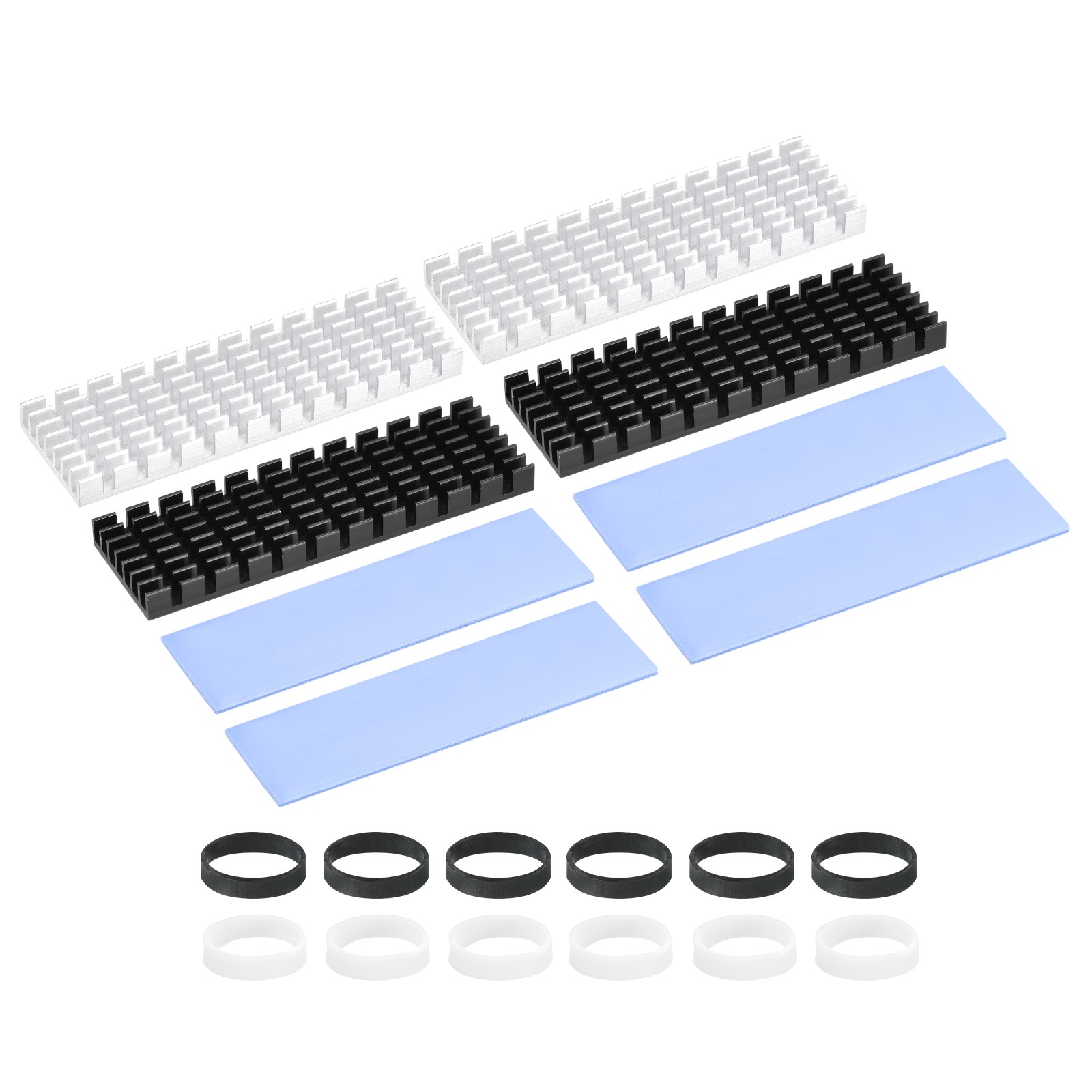 4Pcs M.2 2280 Nvme SSD Heatsink Kit 70x22x6mm Cooler Heatsink Black/Silver