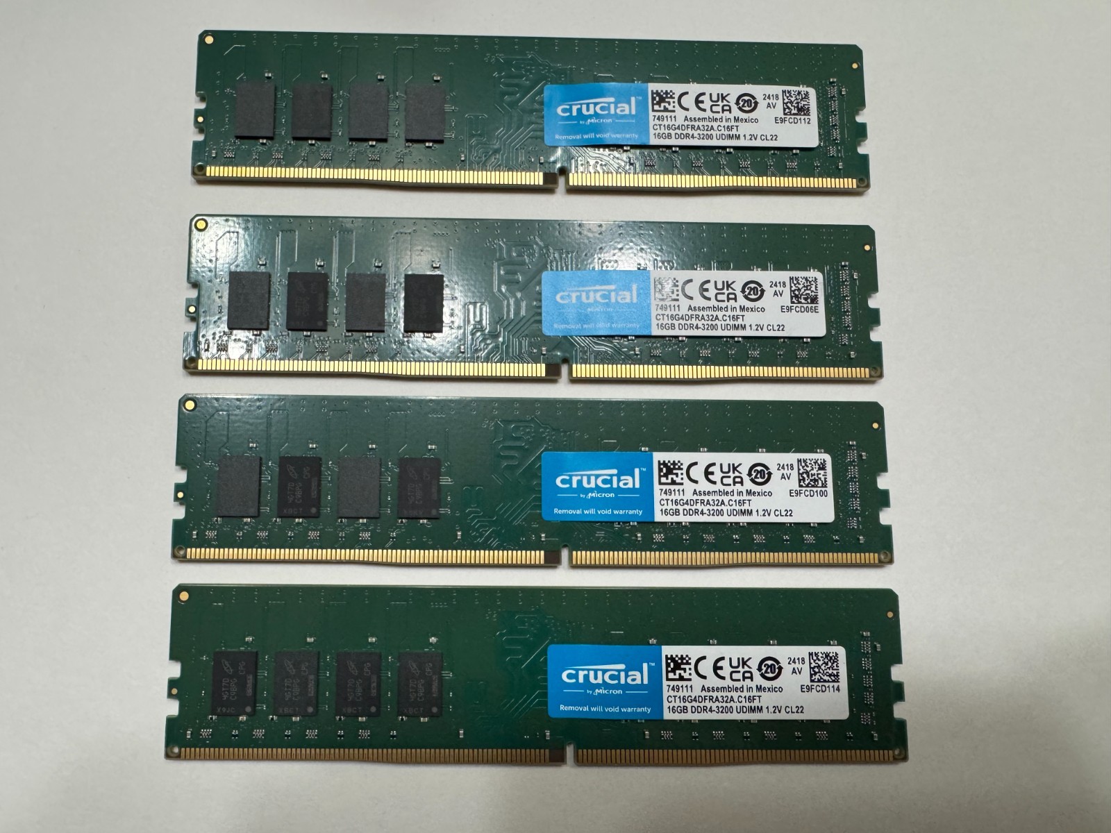 Crucial 64GB Kit (4x16GB) DDR4 3200 MHz CL22 RAM Modules (CT16G4DFRA32A C16FT)