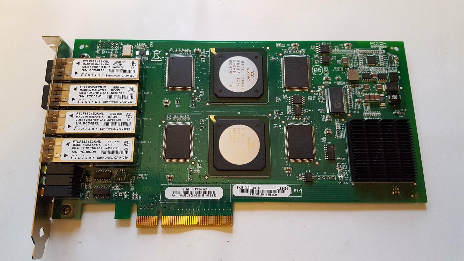 Qlogic QLE2464  Quad Port 4GBPS Fibre Channel Card Dell/Compellent  MVRHT