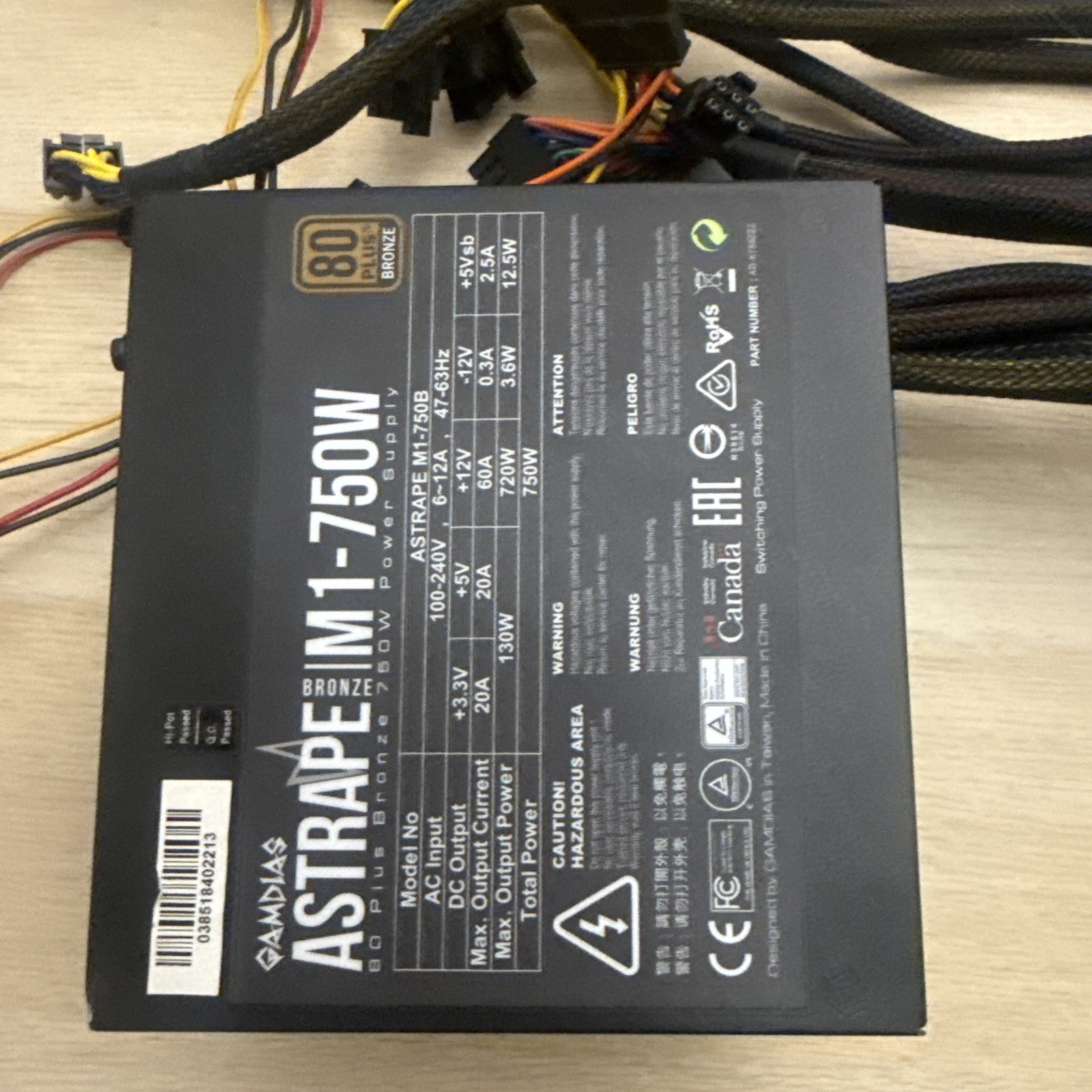 Gamdias KRATOS M1 750B 750W 80+ Bronze Modular PC Power Supply – Untested