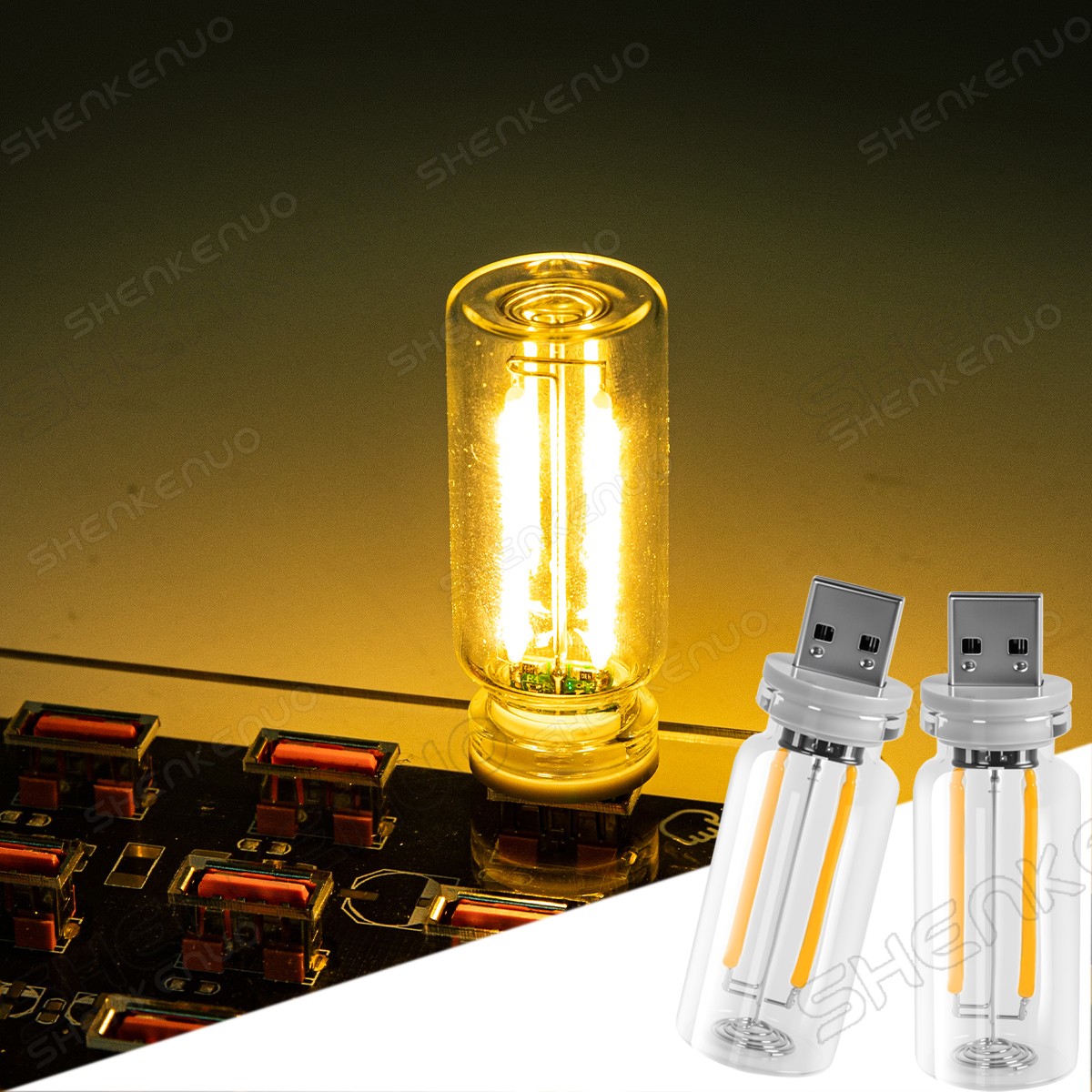 2Pcs Car USB Warm White Night Light Touch Dimmable Vehicle Interior Ambient Lamp