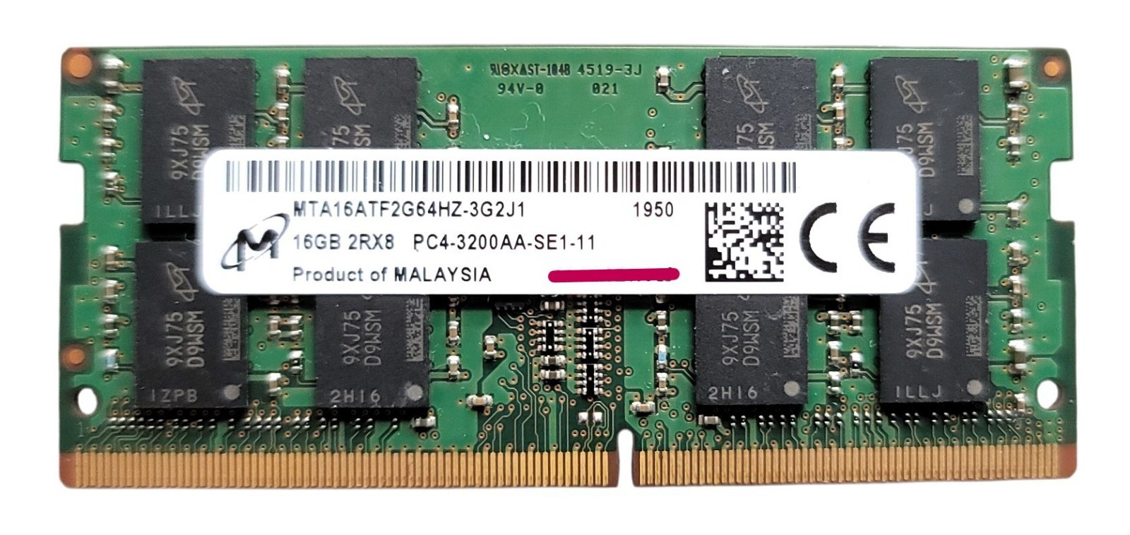 Micron 16GB 2RX8 PC4-3200AA-SE1-11 Desktop RAM (x1)
