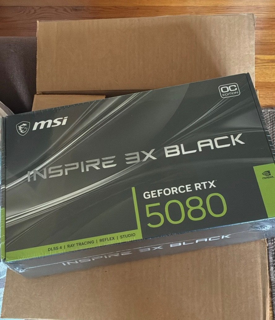 NEW MSI RTX 5080 Inspire 3X OC Black 16GB GDDR7 2655 MHz NVIDIA Graphics Card