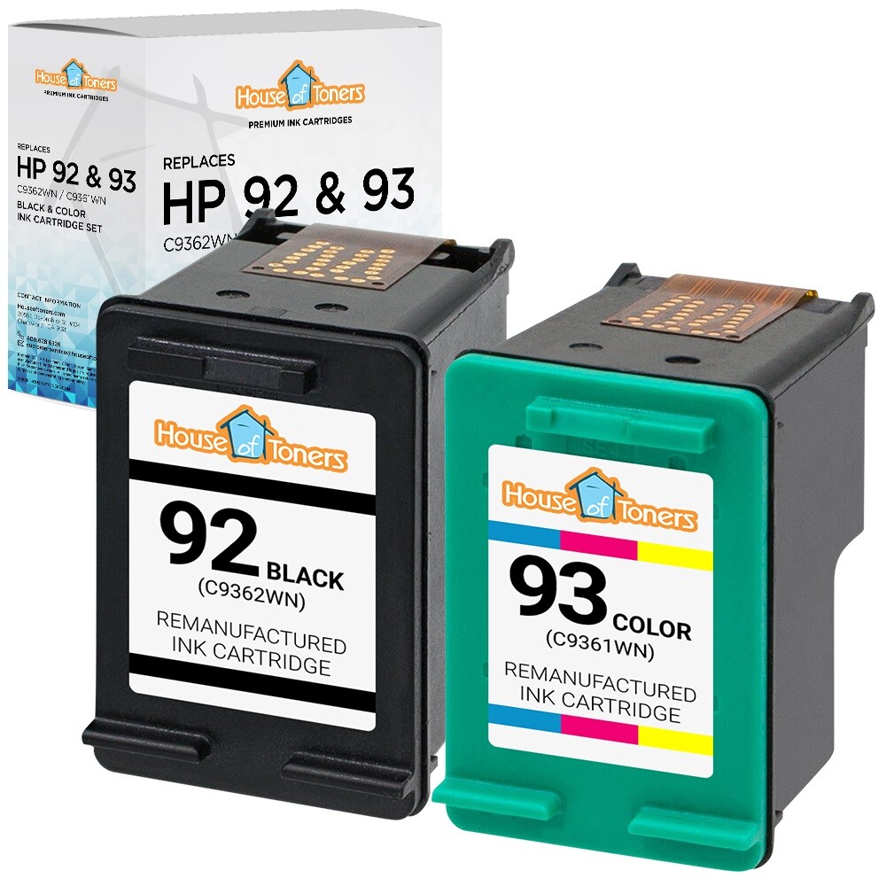 2PK Fits HP 92 Black HP 93 Color Ink Cartridge Photosmart C3100 C3190