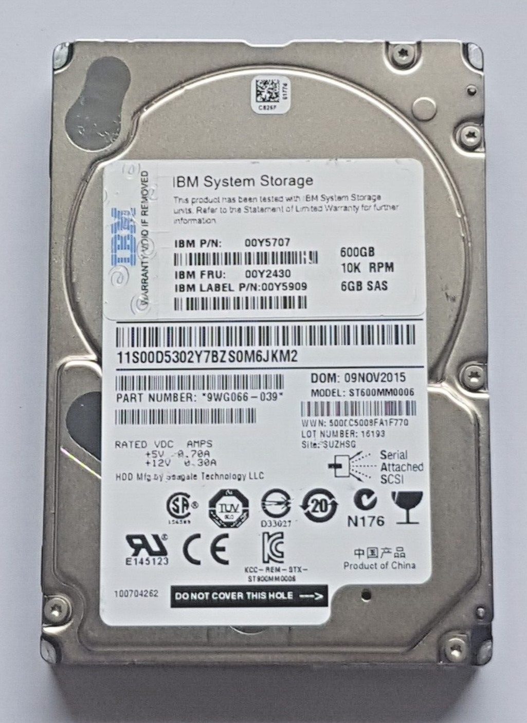 600GB SAS IBM FRU: 00Y2430 ST600MM0006 10K rpm HDD 2.5" Internal Hard Drive
