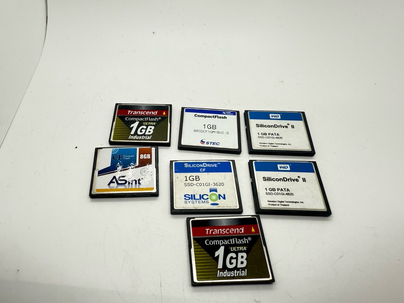 Lot of 7 Industrial CompactFlash Cards – 1GB & 8GB – CF Memory