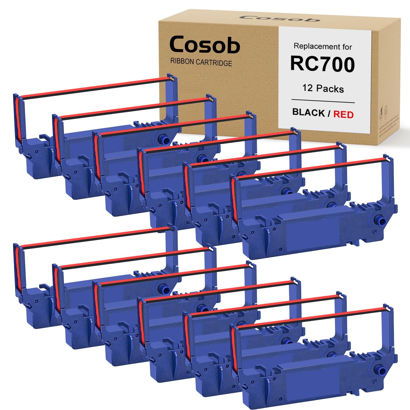 12 Pack Compatible Ribbon Replacement For SP700 Printer SP700 RC700 Black Red
