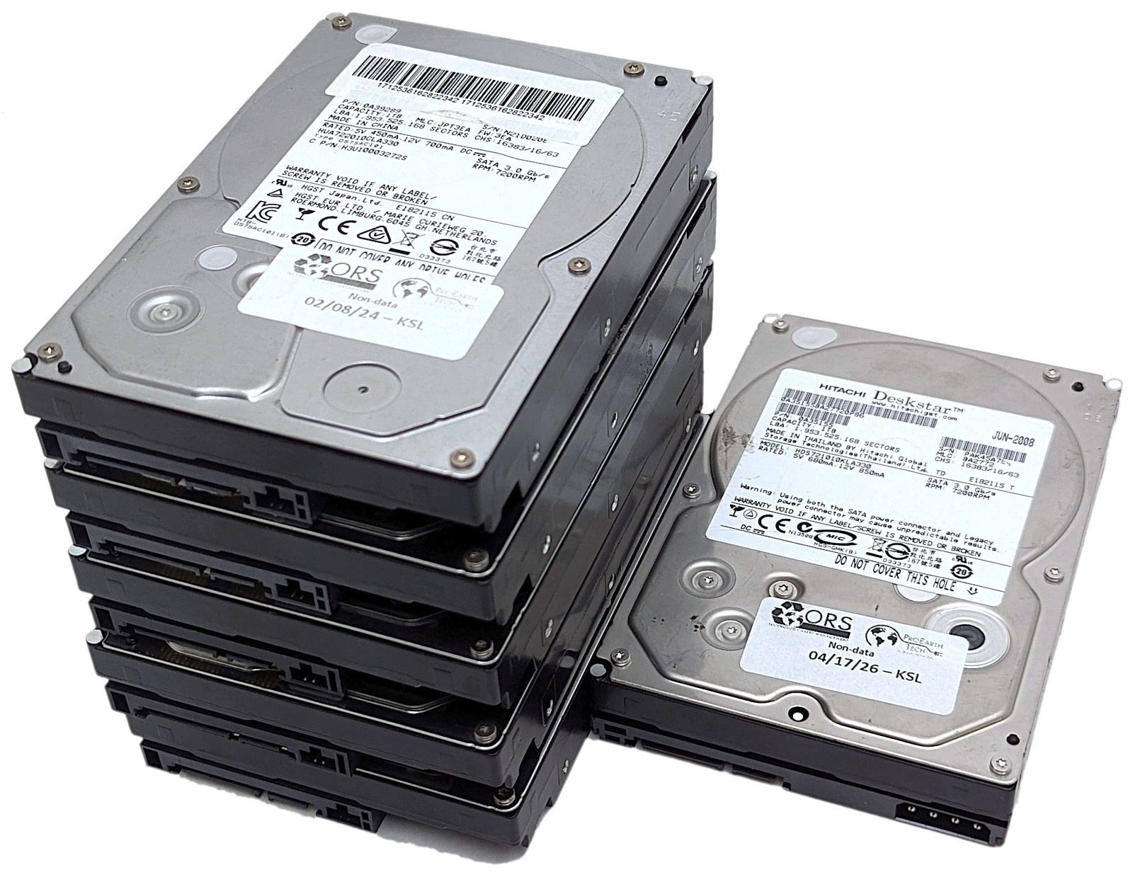 Lot of 6 Hitachi 1TB SATA II 7200RPM 3.5" Desktop Hard Drive HDD - Mixed Models