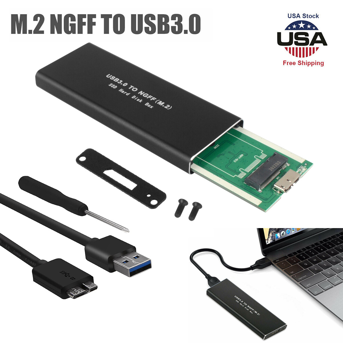 M.2 SATA SSD to USB 3.0 External SSD Reader Converter Adapter Enclosure w/ UASP