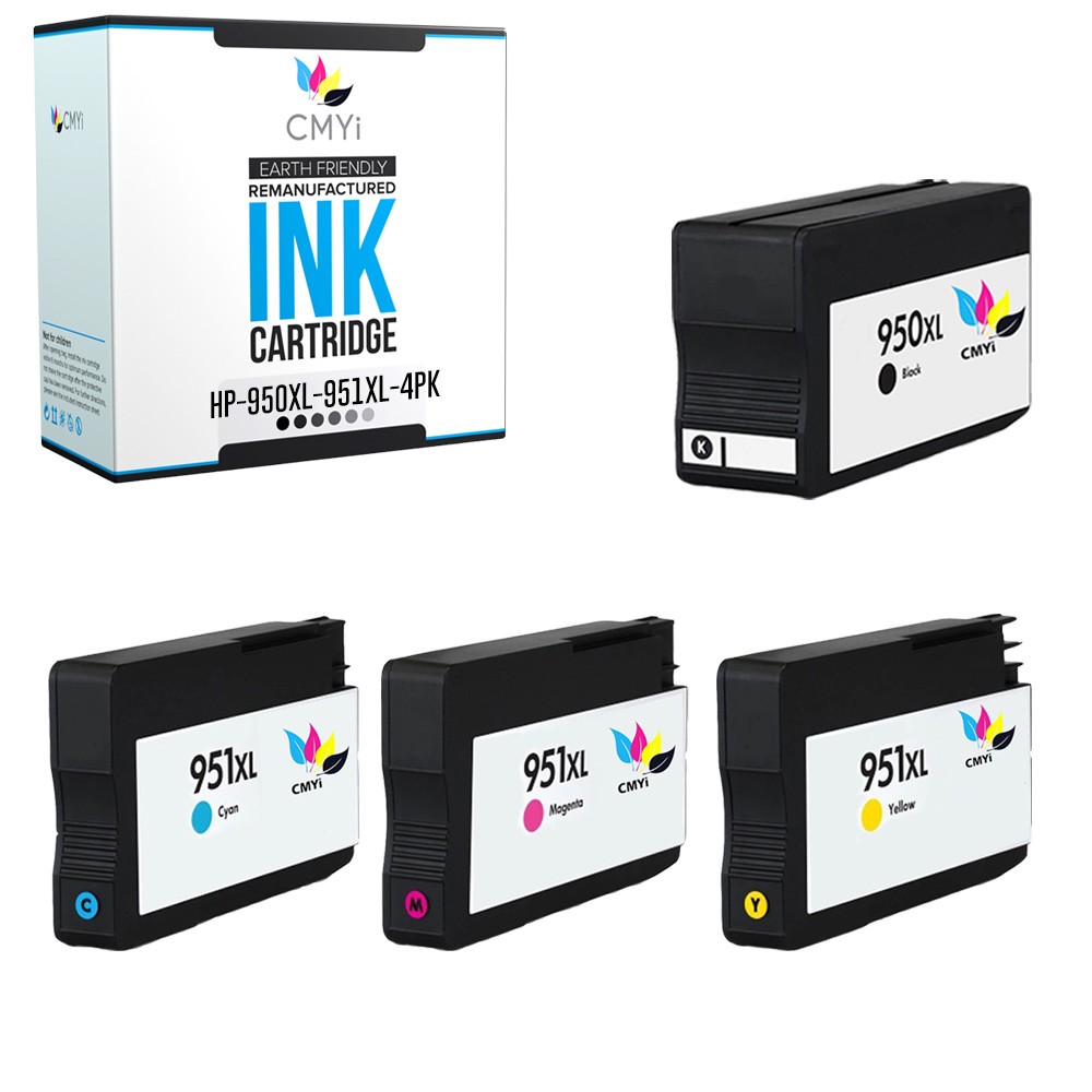 Replacement Ink Catridges HP 950XL 951XL 1 Black 1 CMY Cartridge Combo 4 PK