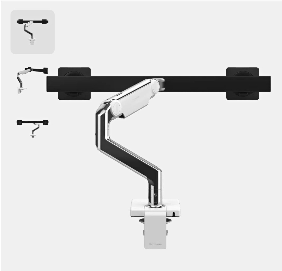 Humanscale M8 Pro Dual Monitor Desk Clamp Mount Arm, M/Connect USB Data Hub