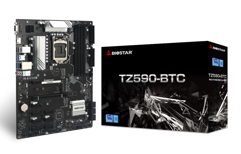 Biostar TZ590-BTC (Intel 10th and 11th Gen)LGA 1200 Intel Z590 9 GPU Support