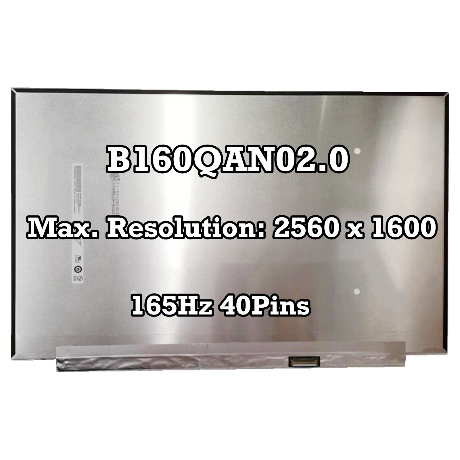 100% sRGB B160QAN02.0 16.0 inch 2560×1600 40pins EDP 2.5k 165Hz 16:10 LCD Screen