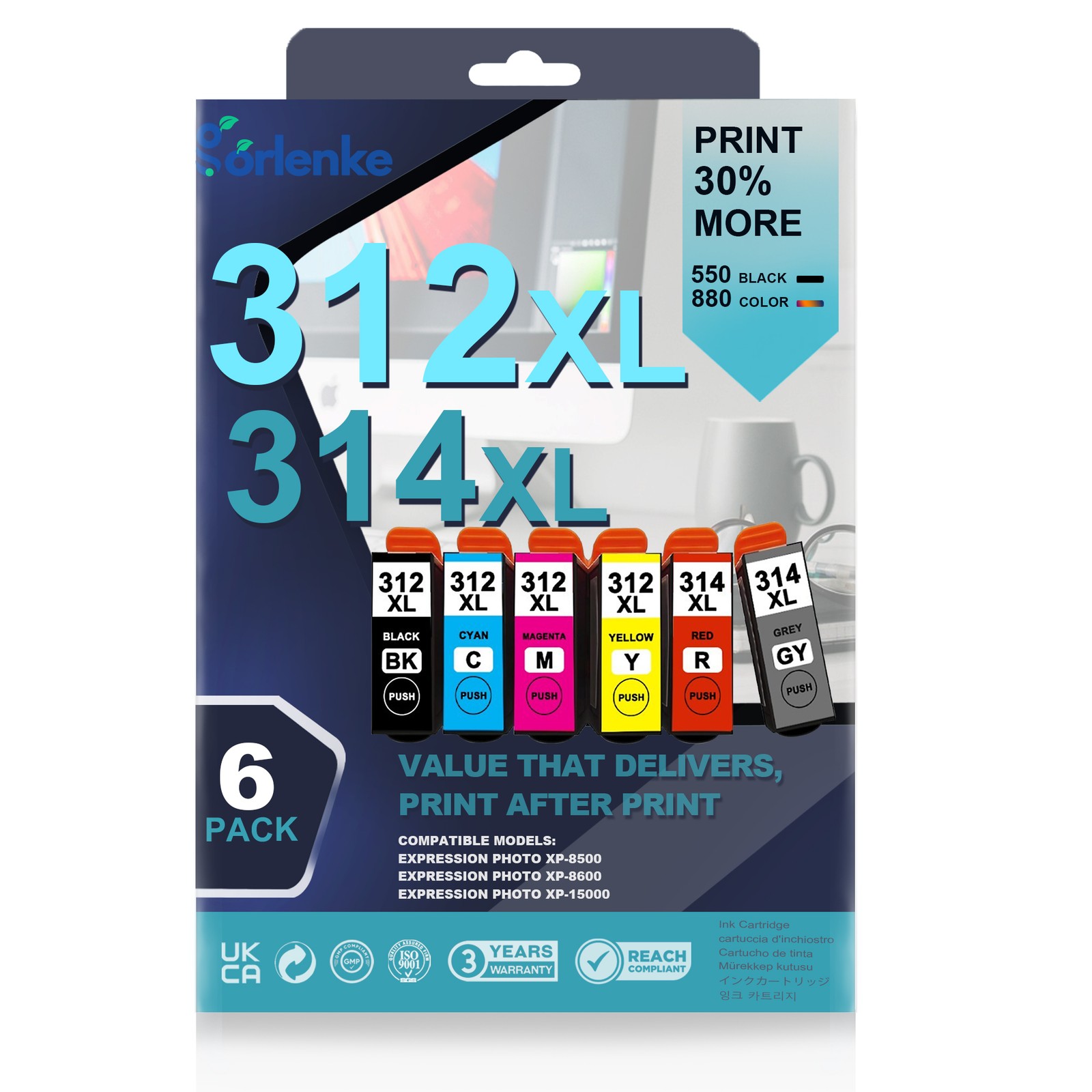 312XL 314XL High Yield Ink Cartridge Replacement for 312XL 314XL Ink Cartridges