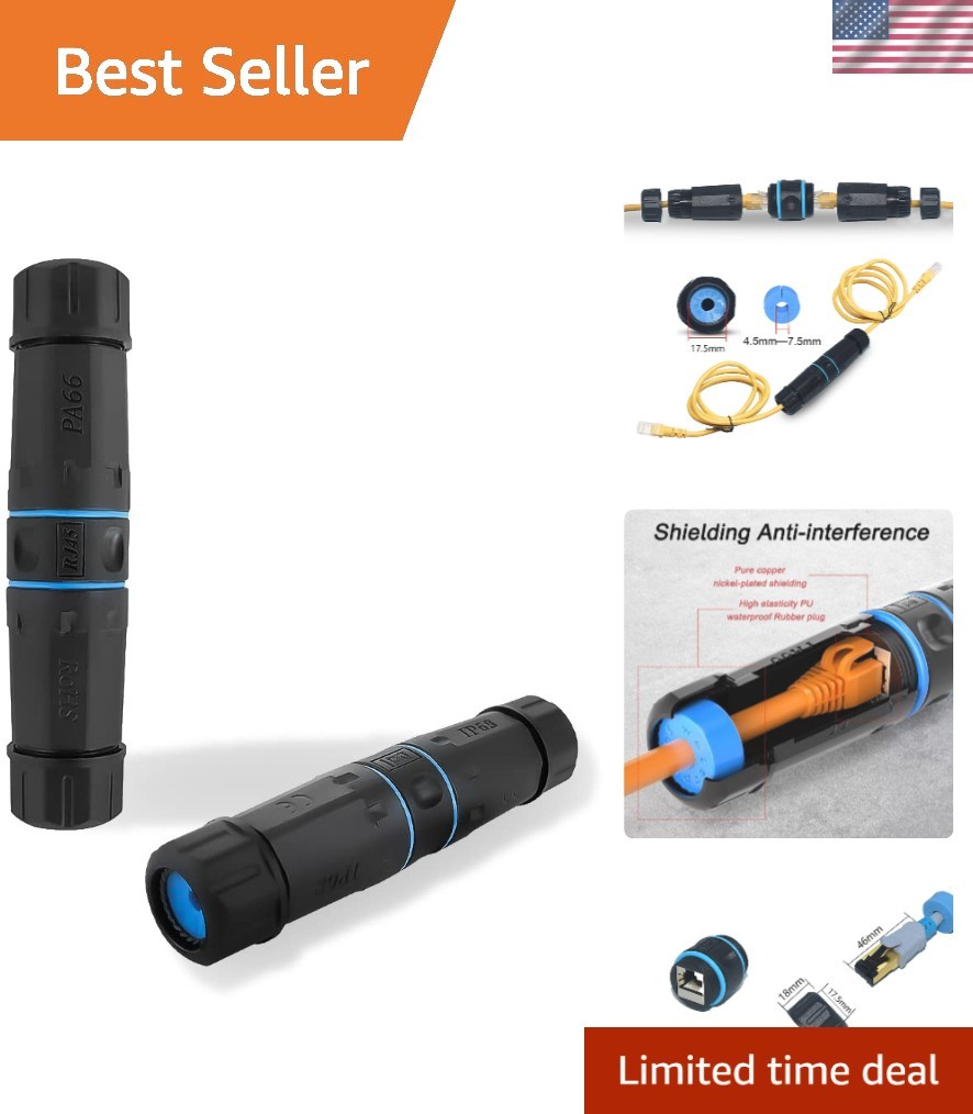 Reliable  Waterproof Ethernet Coupler - Fast Data Transfer Connector 2 Pack