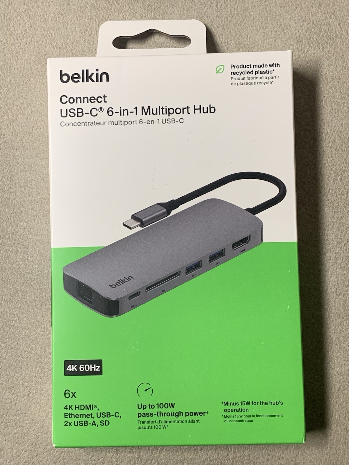 Belkin Connect USB-C 6-in-1 Multiport Hub - 4K HDMI Ethernet - New