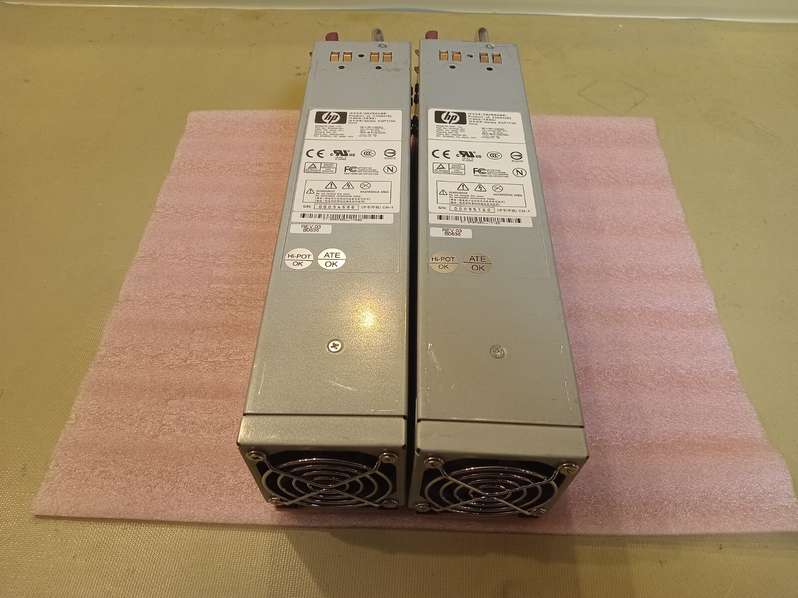 LOT OF 2 HP 400W PROLIANT DL380 SERVER 400W POWER SUPPLY ESP113A PS-3381-1C2