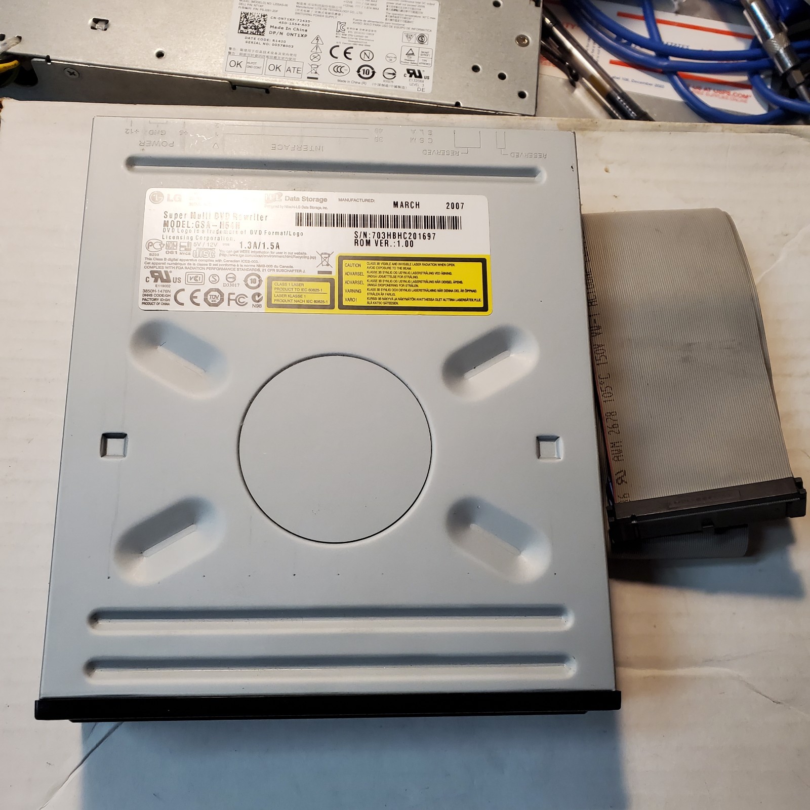 LG GSA-H54N Black IDE Super Multi DVD+RW Rewriter Drive & Ide Cable Clean Unit