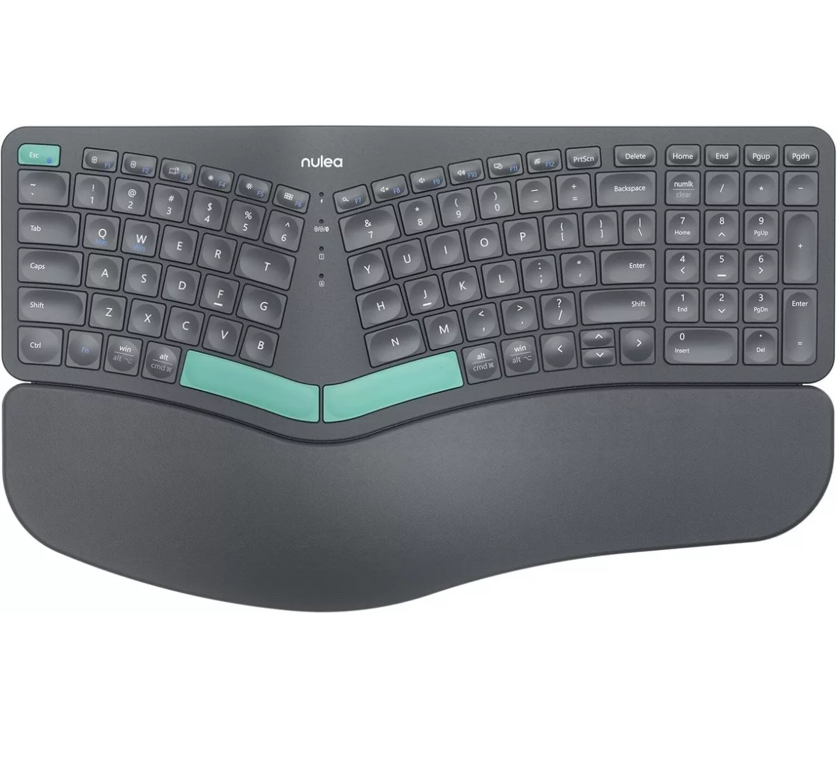 Nulea RT05B Wireless Ergonomic Keyboard Split Keyboard with Cushioned Wrist ResT