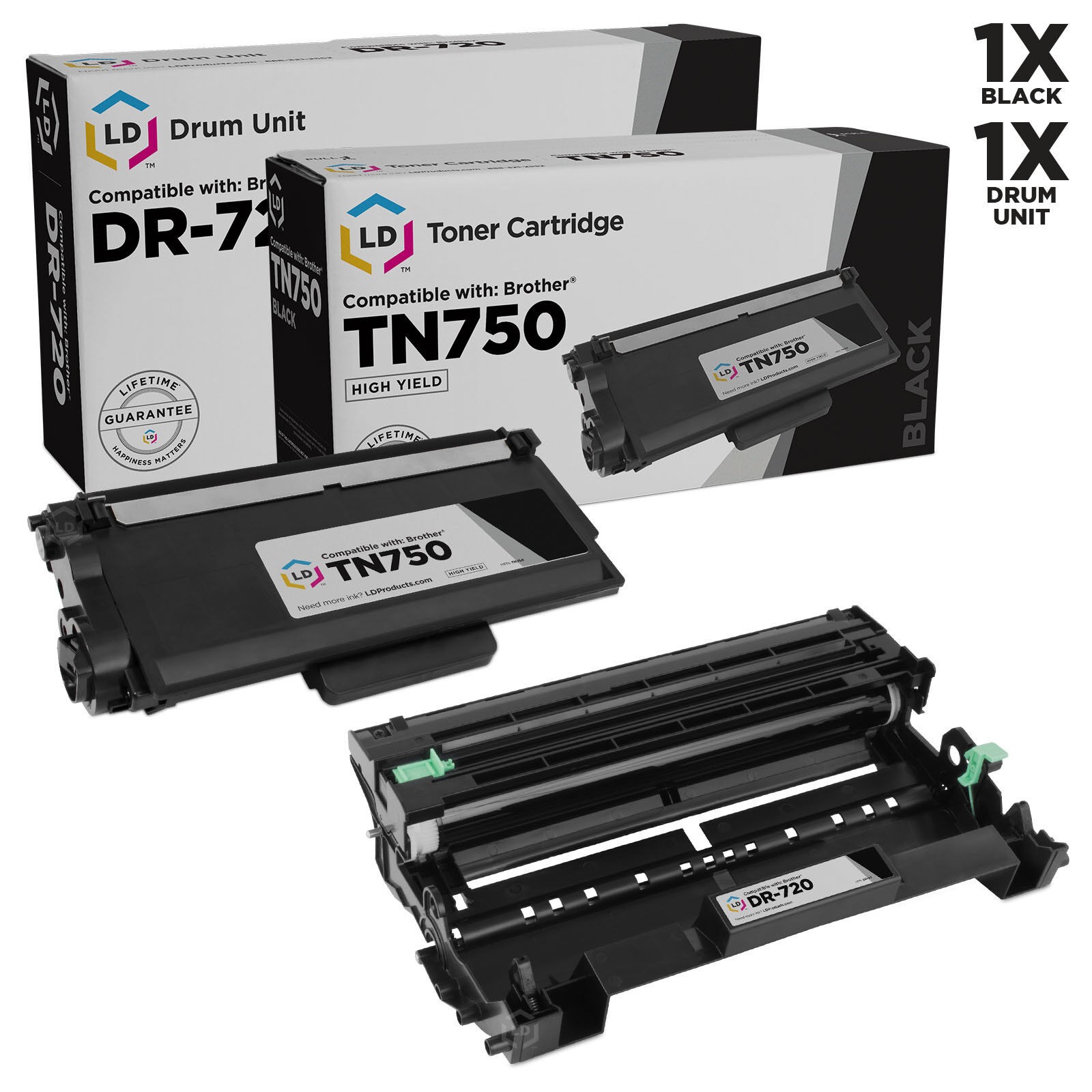 LD For Brother TN750 DR720 2pk DCP 8100DN 8150DN 8155DN HL 5440D