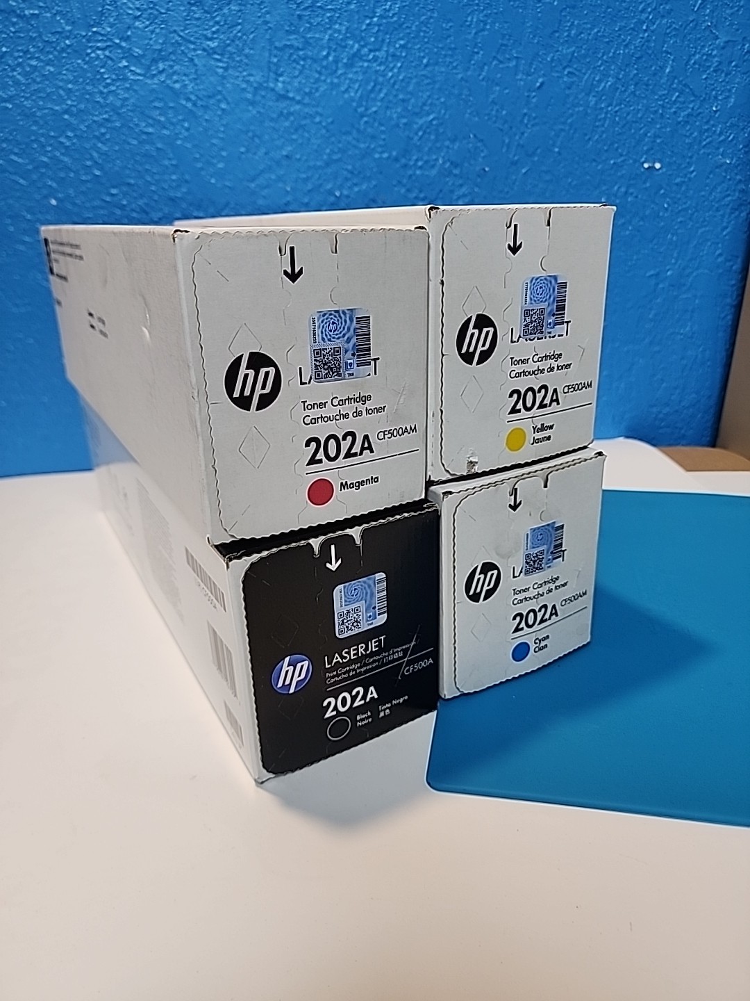 Genuine HP 202A 4 Set CF500AM LaserJet Toner Cartridge Cyan, Yellow, Magenta,BLK