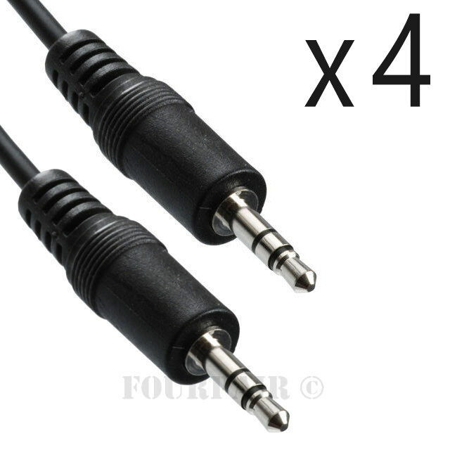 4 Pack Lot - 10ft 1/8" 3.5mm Audio Headphone Male Stereo Cable M/M MP3 Aux PC