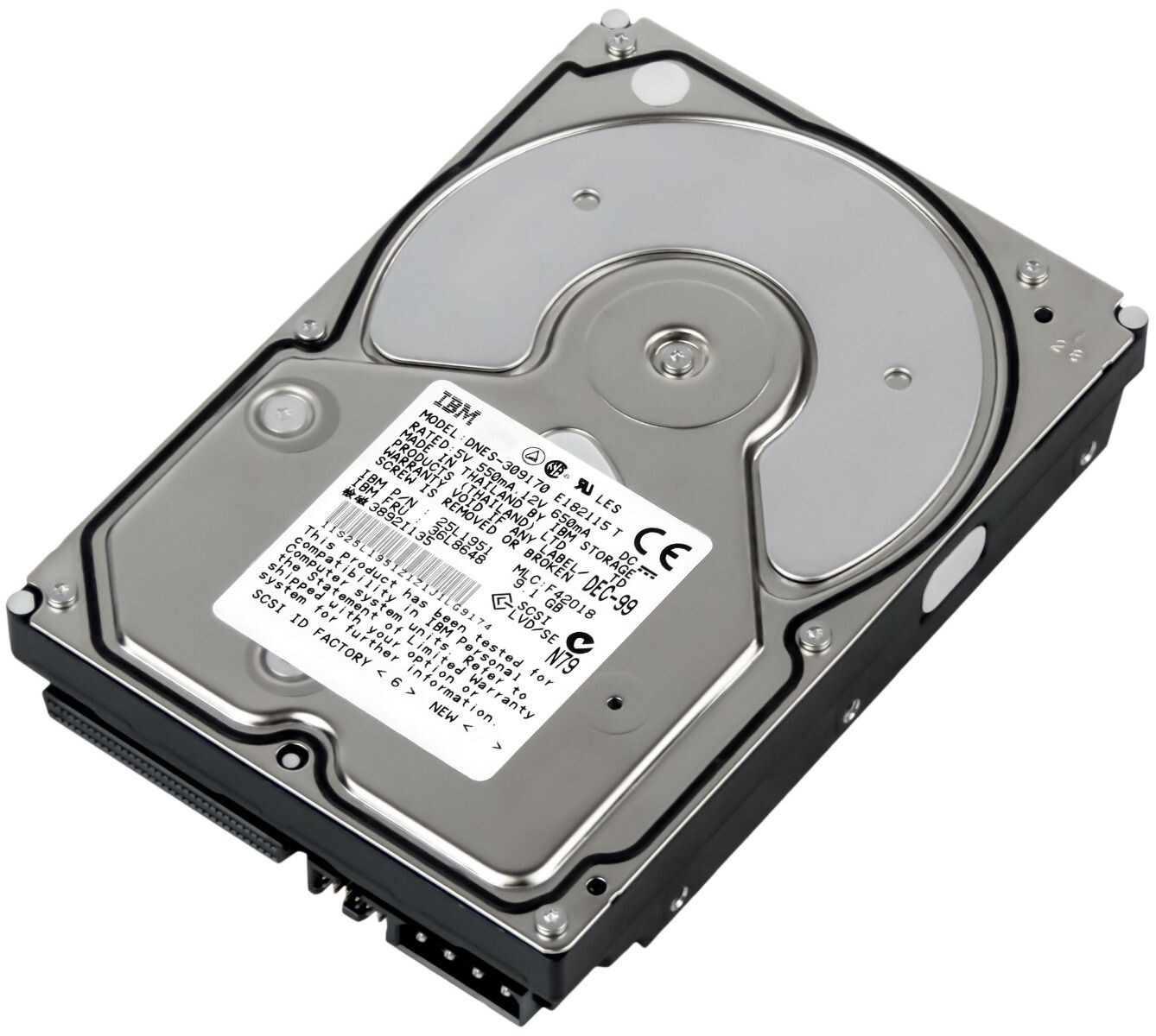 HARD DRIVE IBM 36L8648 25L1951 DNES-309170 9.1GB 7200RPM 68-pin SCSI 3.5"