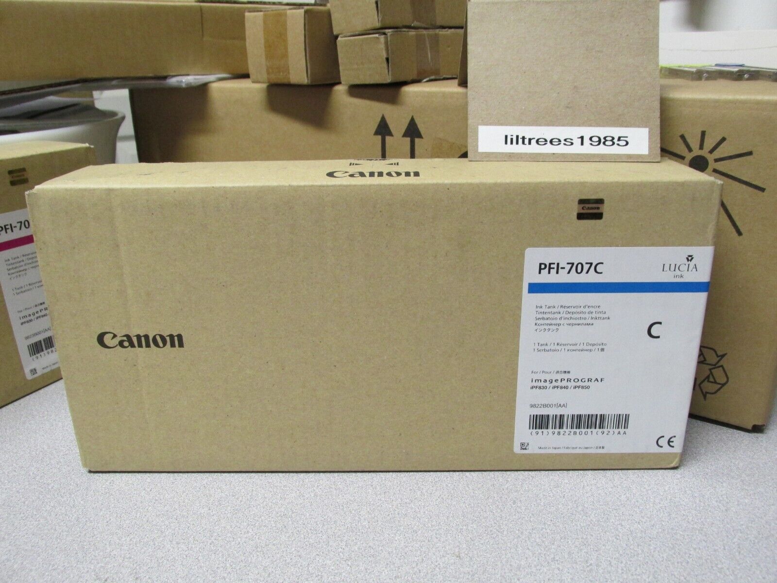 Genuine Canon PFI-707C CYAN Ink Tank 9822B001 (AA) Expired April 2020