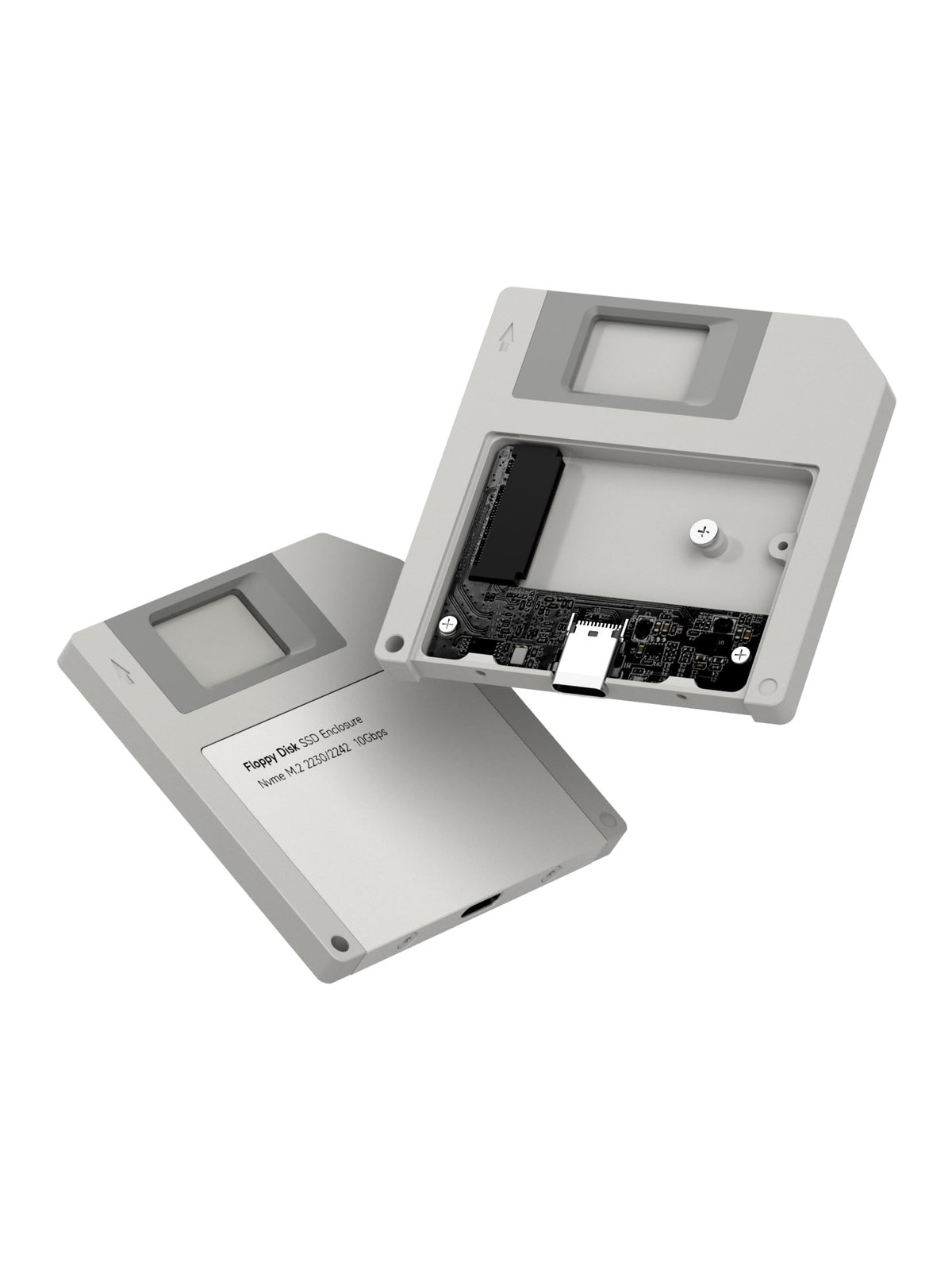 Hagibis SSD Enclosure, Floppy Disk Style USB 3.2 Gen2 10Gbps to Small, Grey