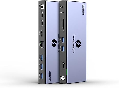 Grey - QGeeM 16 in 1 Universal USB C Thunderbolt 4 Docking Station T4801