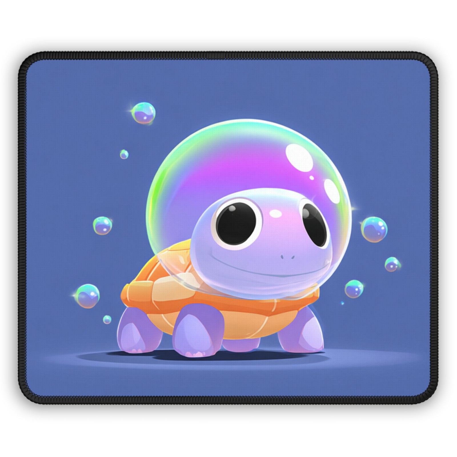 Bubble Helmet Turtle Gaming Mouse Pad | Cute Pastel Turtle, Blue Background