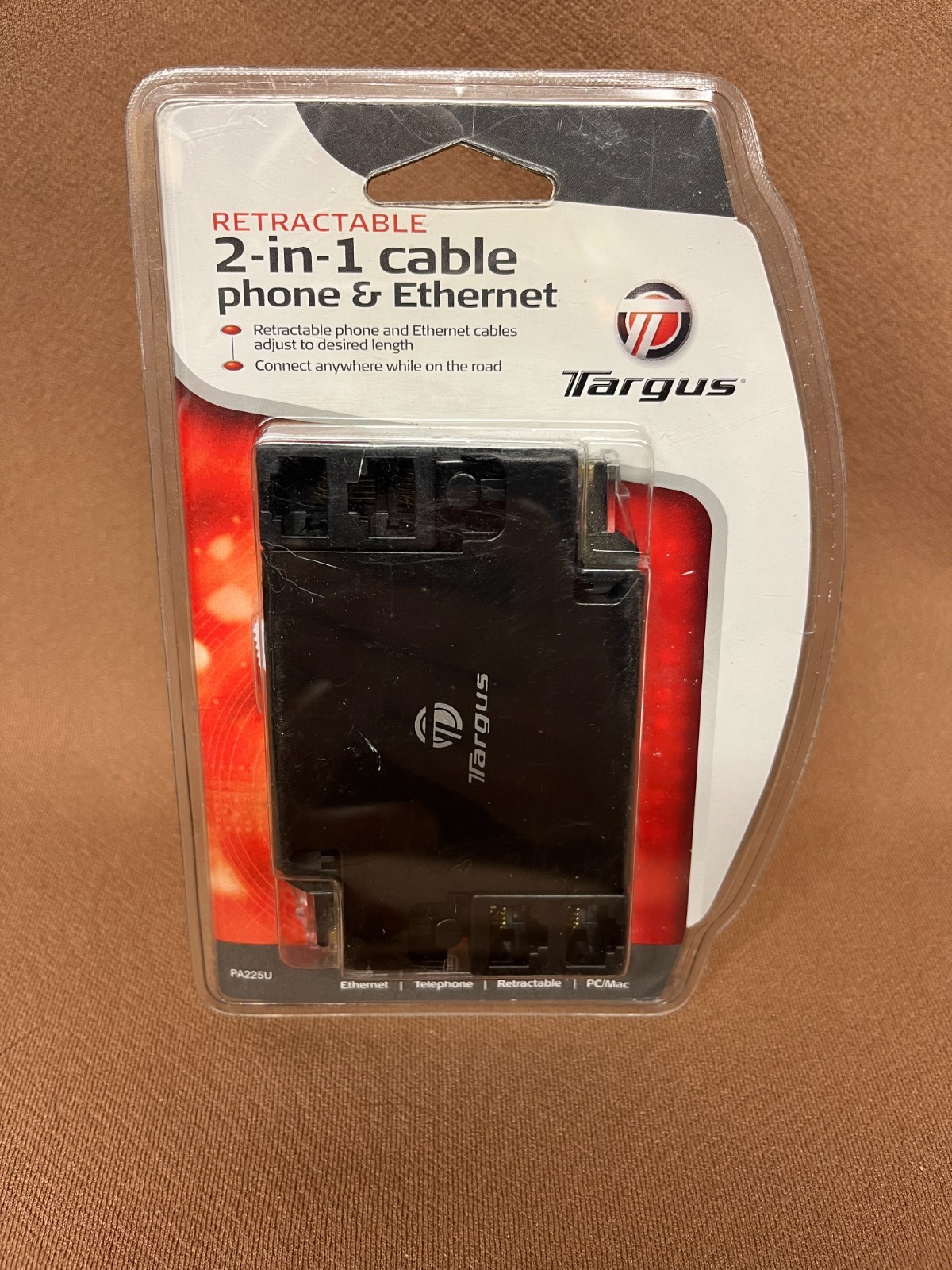 Targus Retractable 2-in-1 Cable Phone & Ethernet - New Factory Sealed