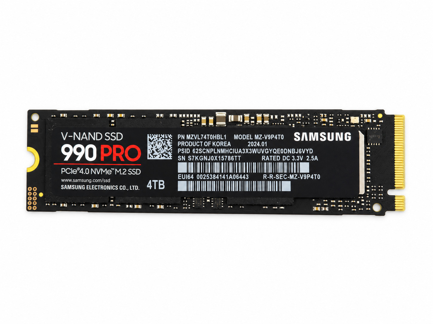 Samsung 990 PRO 4TB NVMe M.2 SSD 100% Health Very low usage  MZ-V9P4T0