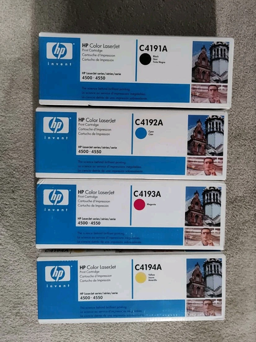4 X Genuine HP 4500 4550 Color Toner YMCB C4191A C4192A C4193A C4194A