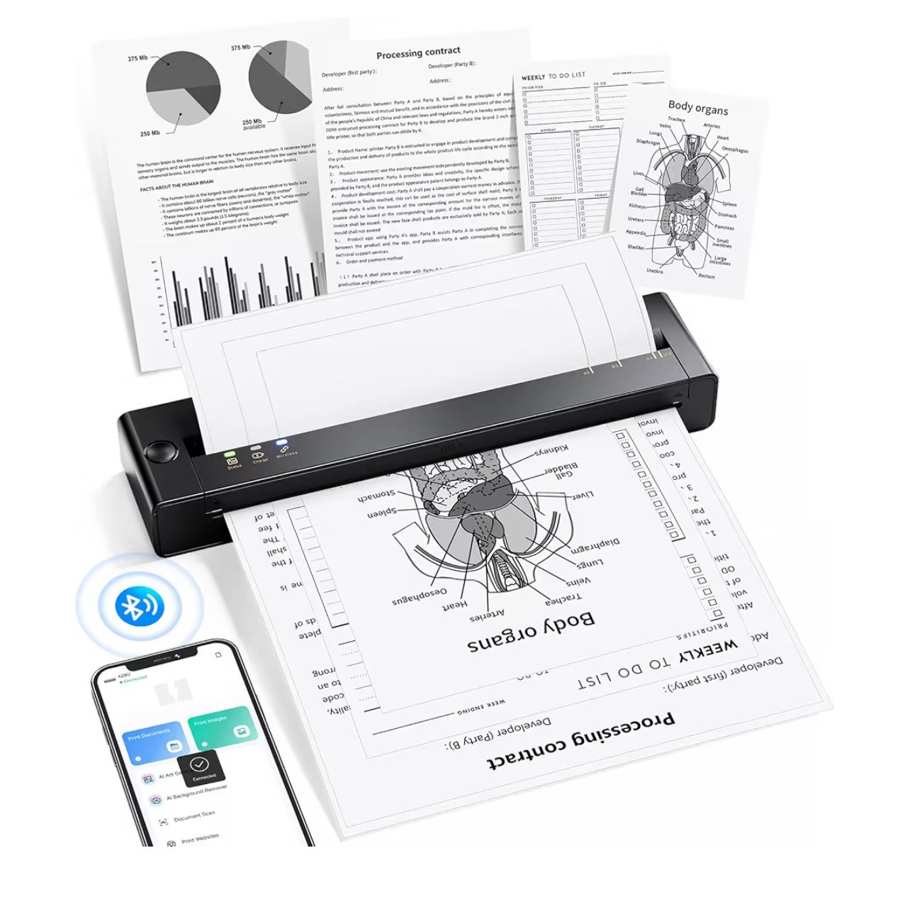 TATTMUSE Wireless Portable Printer for Travel, 2025 Upgraded Inkless.