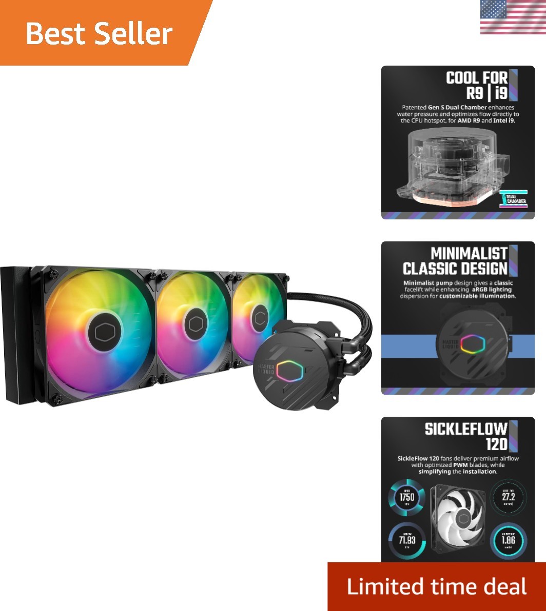 Patented Gen S Dual-Chamber Liquid Cooler - 360mm Radiator & Efficient Fans