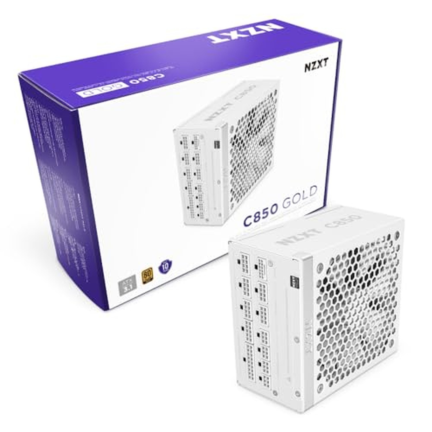 NZXT C850 Gold ATX 3.1-850W Fully Modular Power Supply White 850W Gold