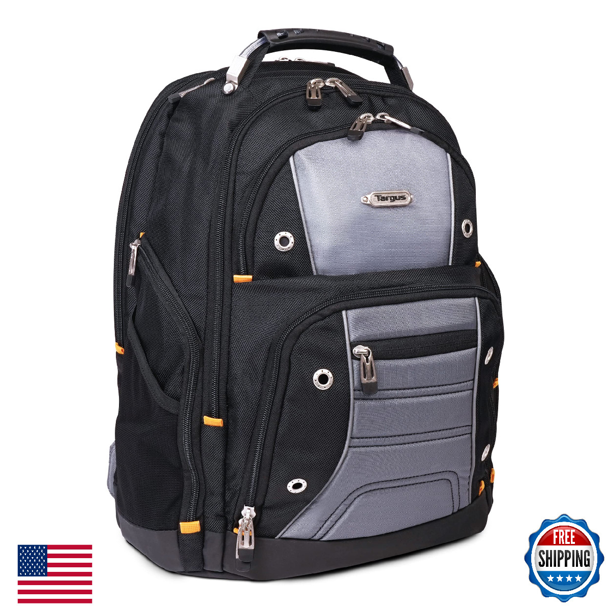 Targus Drifter II Laptop Backpack Black Gray Men Business Travel Water-Resistant