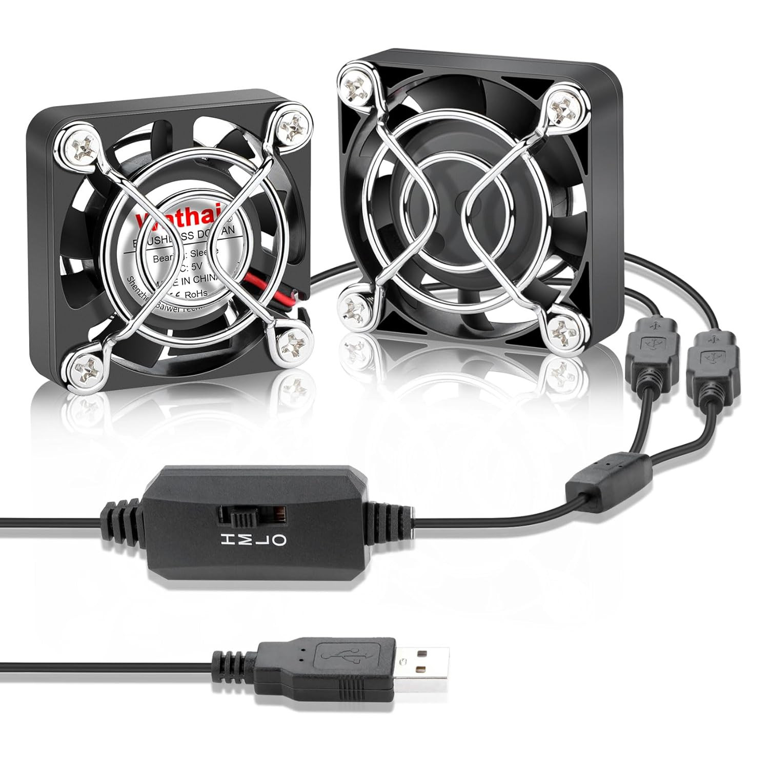 2Pcs 40Mm USB Cooling Fan 5V 4010 Mini PC Fan with Speed Controller