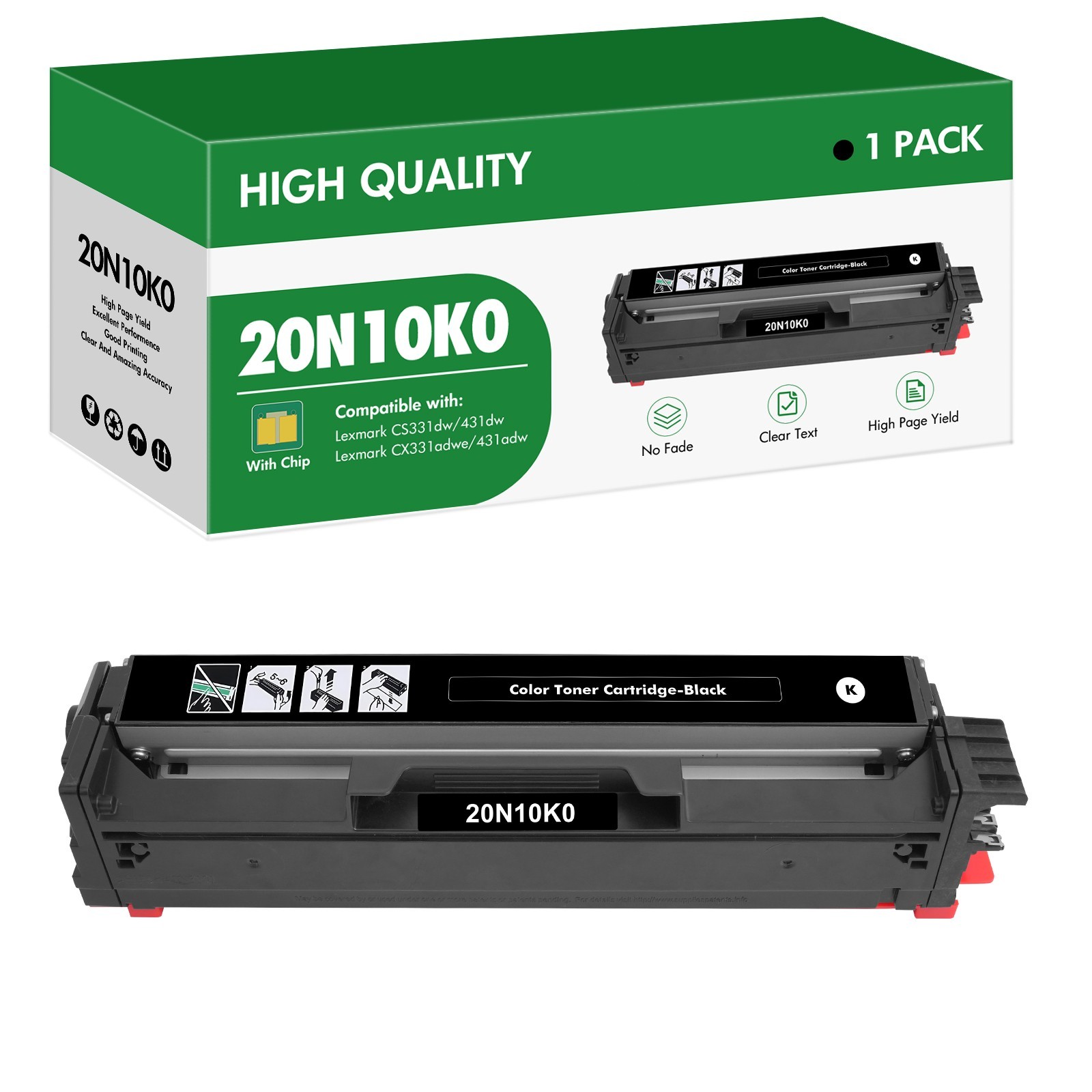 MultiPack 20N10K0 Toner W/Chip For Lexmark CS331 CX331 CS431 CX431 Printers LOT