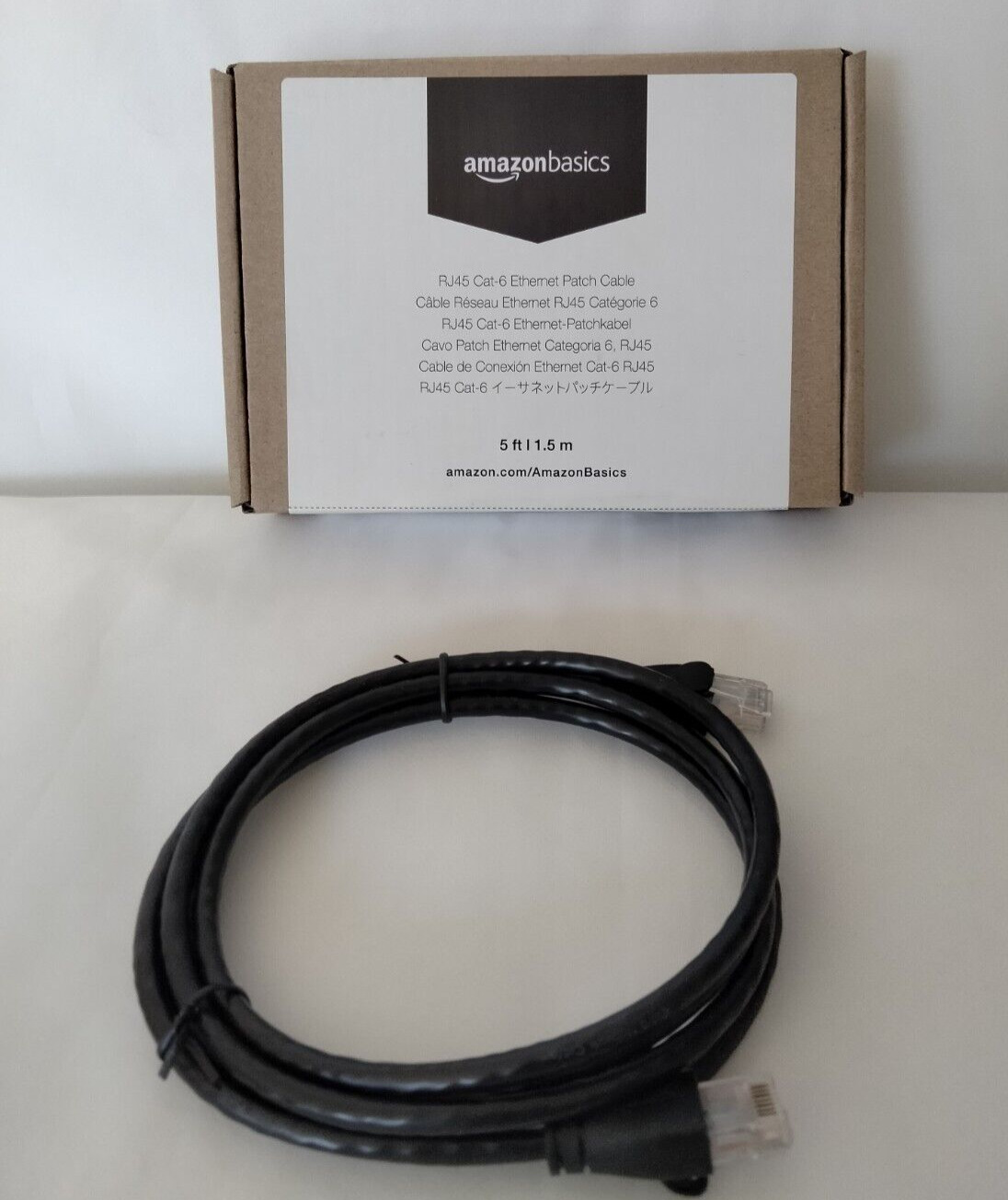 Amazon Basics RJ45 Cat-6 Ethernet Patch Internet Cable 5-ft  1.5m Black Color