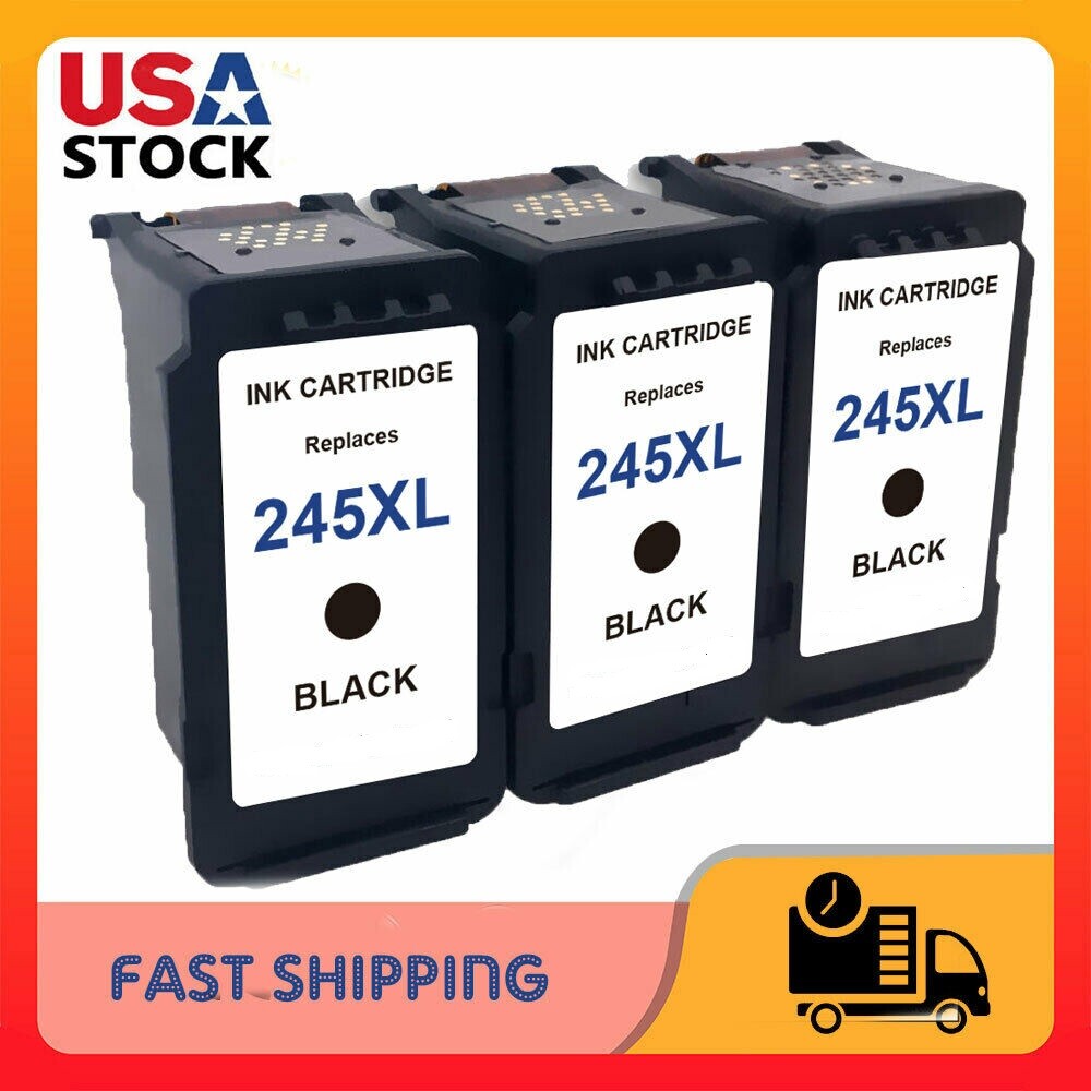 3 Pks PG-245XL Black Ink for Canon PIXMA iP2820 MG2922 MX492 MG2522 TR4520.