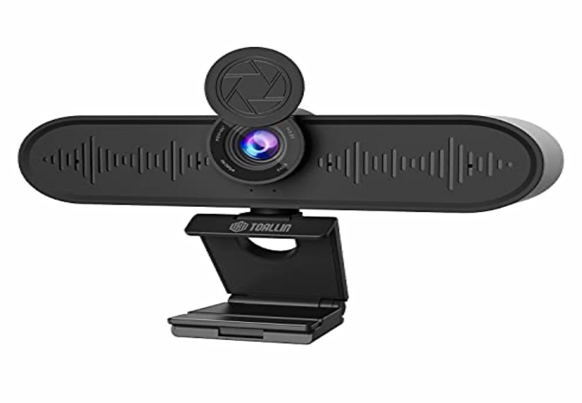 TOALLIN Ultra HD 4K Webcam with Microphones and Speakers, All-in-One