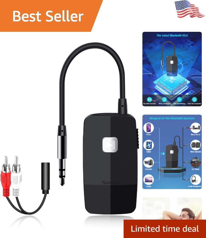 3.5mm RCA Bluetooth Adapter - Upgrade Your Home Stereo with Seamless Streaming