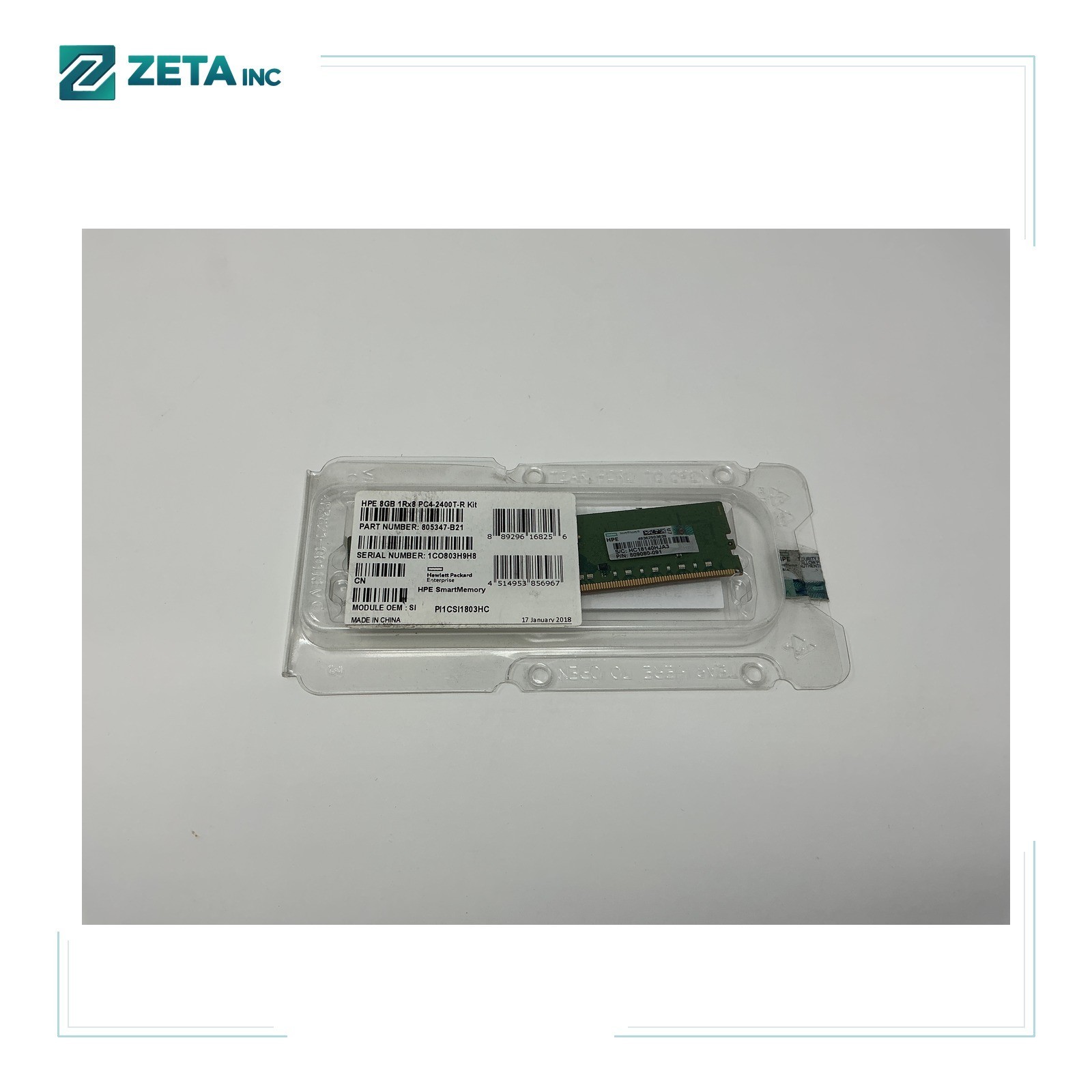 805347-B21 819410-001 809080-091 8GB 1Rx8 PC4-2400T HPE Genuine Smart Memory