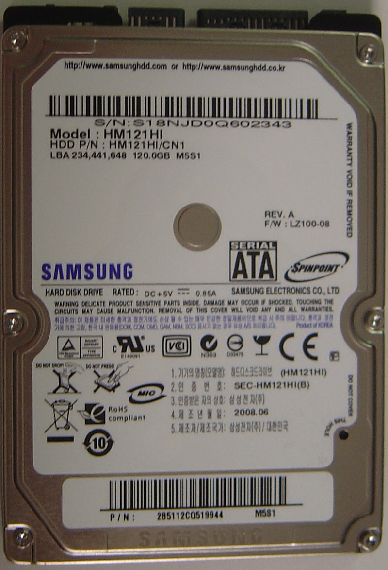 NEW HM121HI Samsung 120GB 2.5in SATA 9.5MM Hard Drive New Old Stock USA Seller