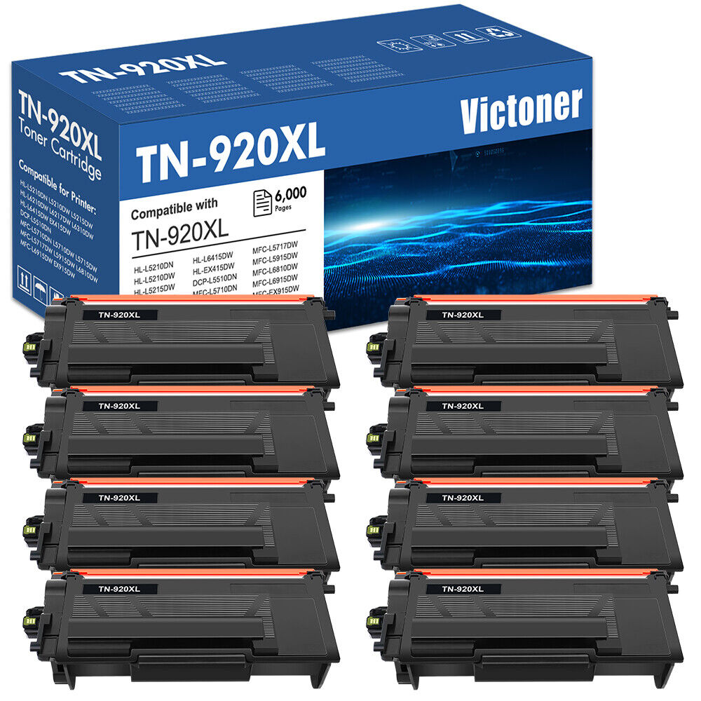 8PK Toner TN-920XL Compatible for Brother TN920 MFC-L5915DW HL-L5210DW L5215DW